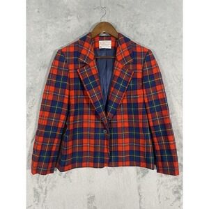 Vintage Pendleton Jacket Womens 8‎ Petite Red Plaid Wool Blazer Tartan Preppy